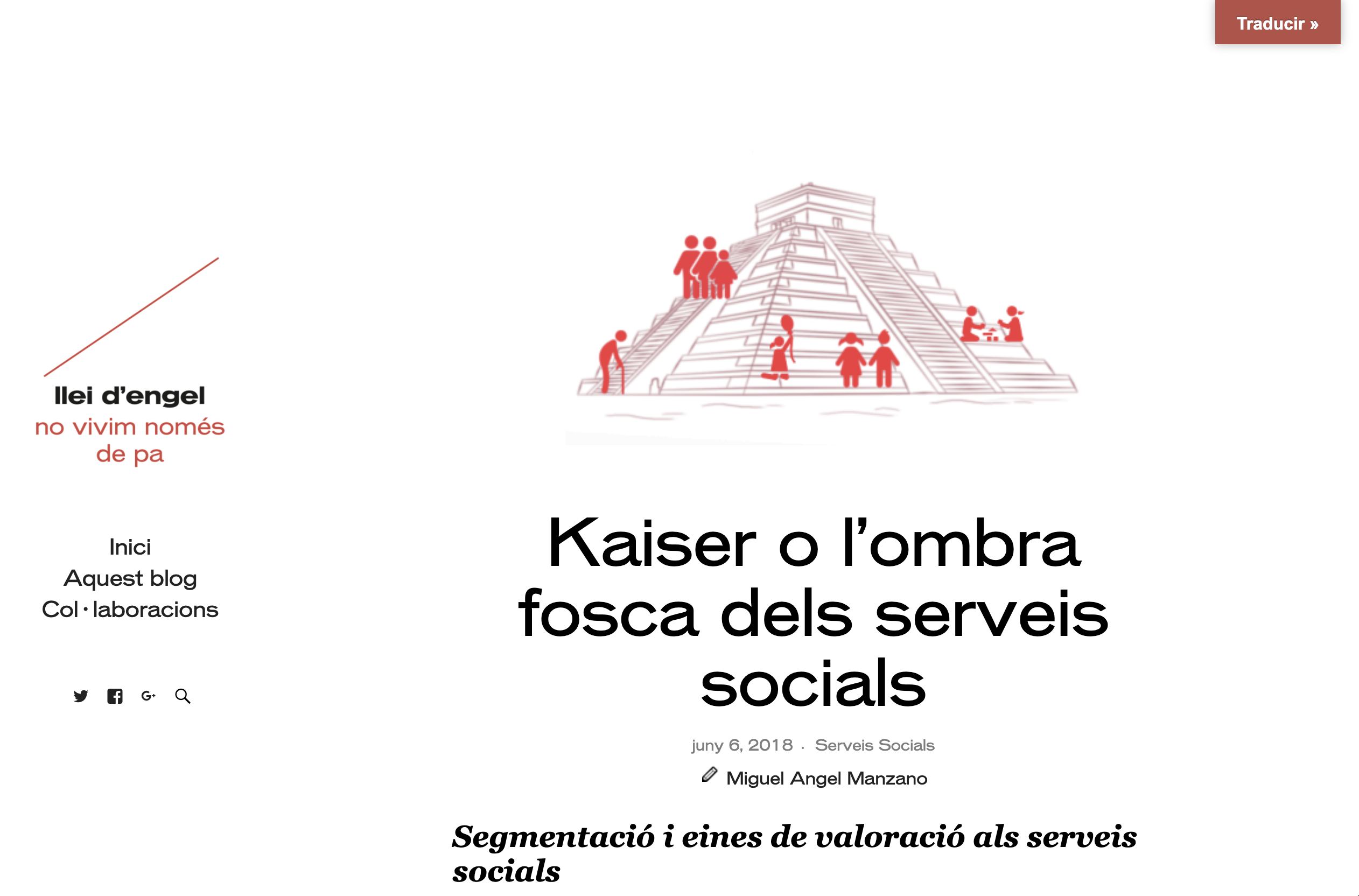 Manzano, M.A., Kaiser o l'ombra fosca dels Serveis Socials, Barcelona 2018